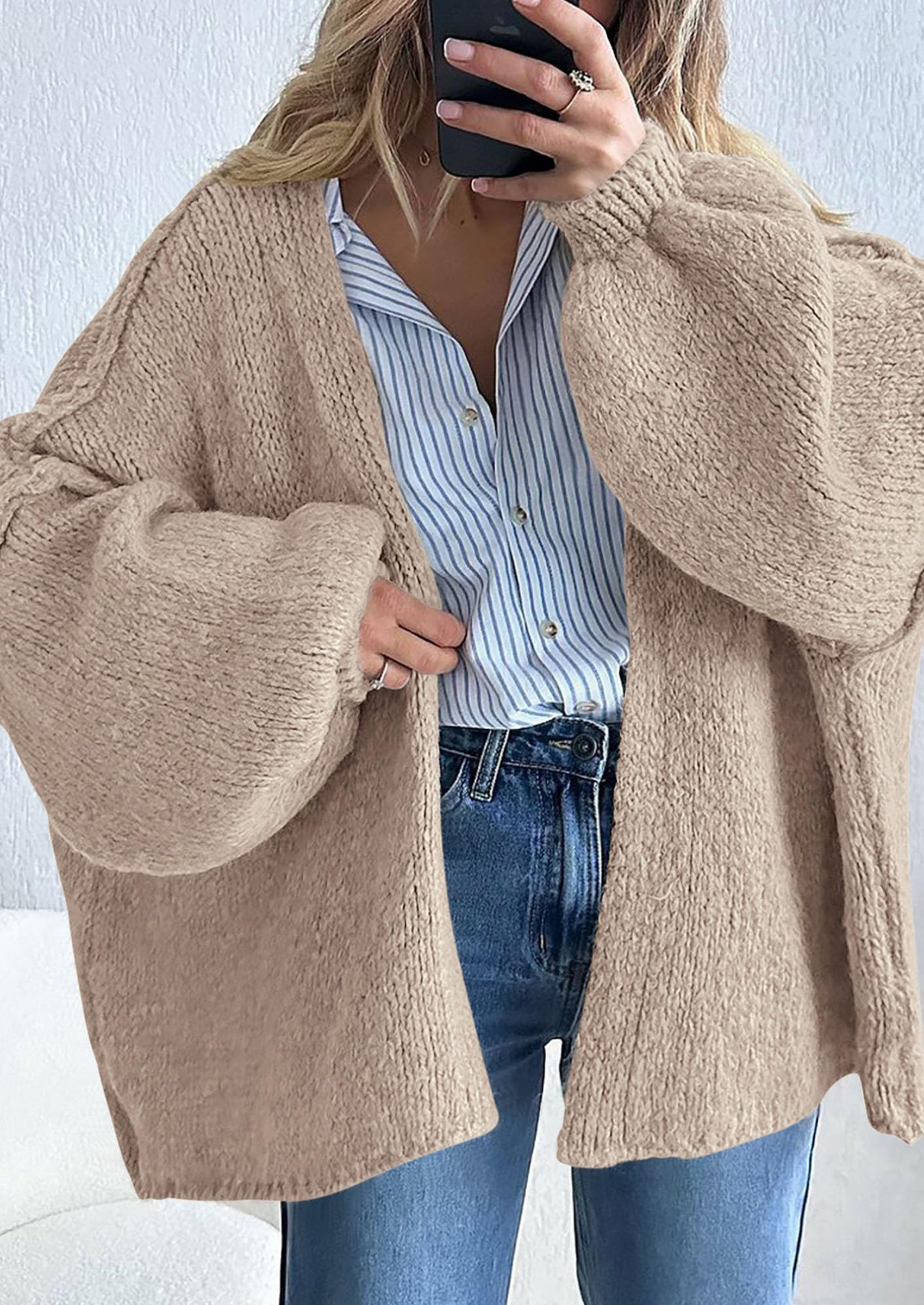 Oversized Open-Front Cardigan – Lantern Slee