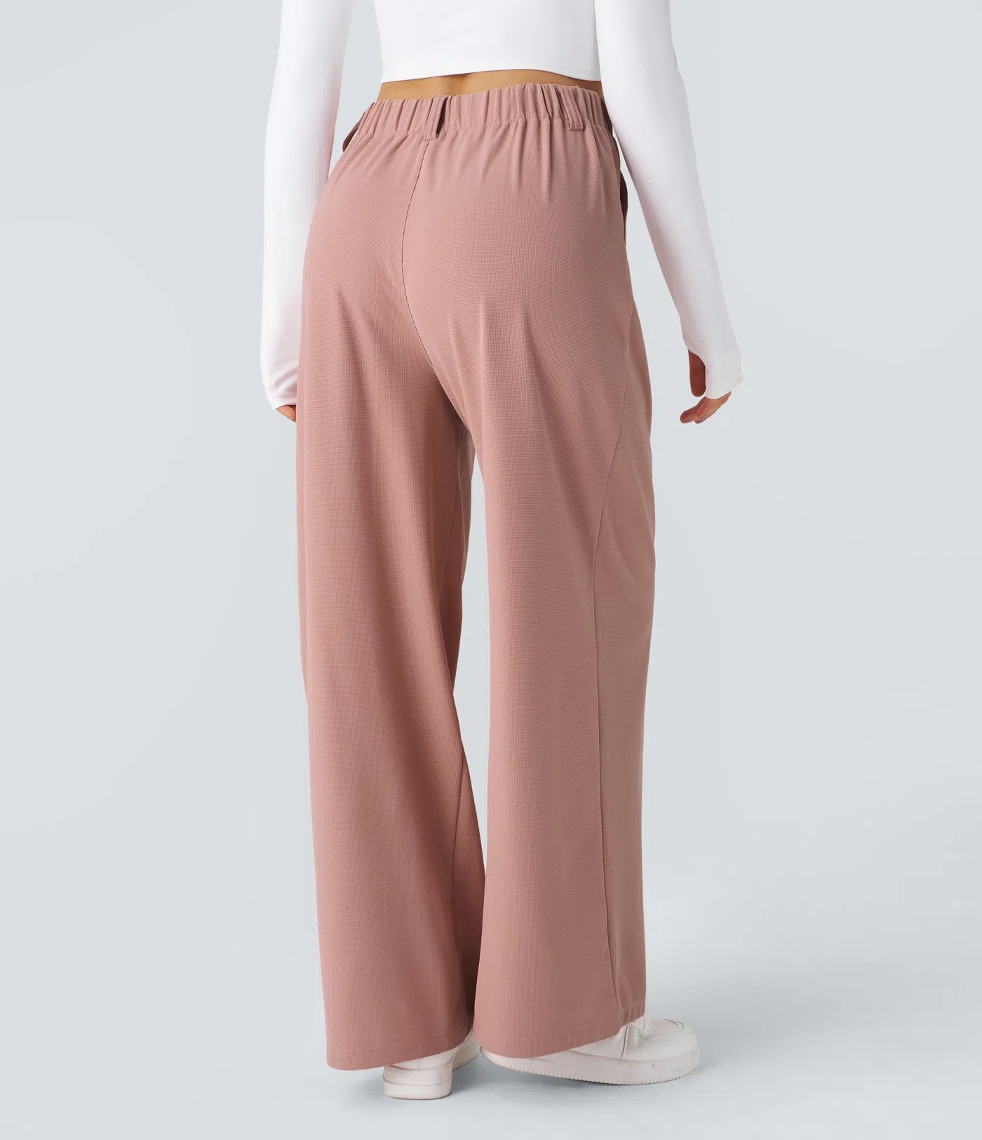 Embossed Wide-Leg Tailored Pants – High-Waist Fit