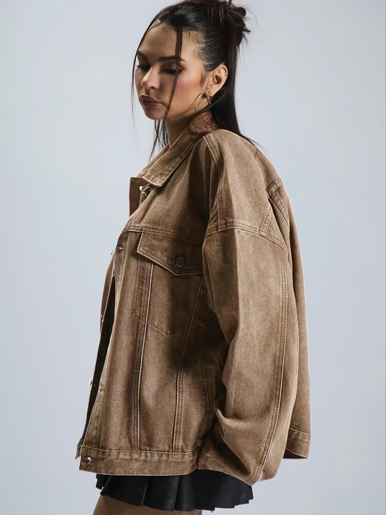 Oversized Denim Jacket – Drop Shoulder Fit