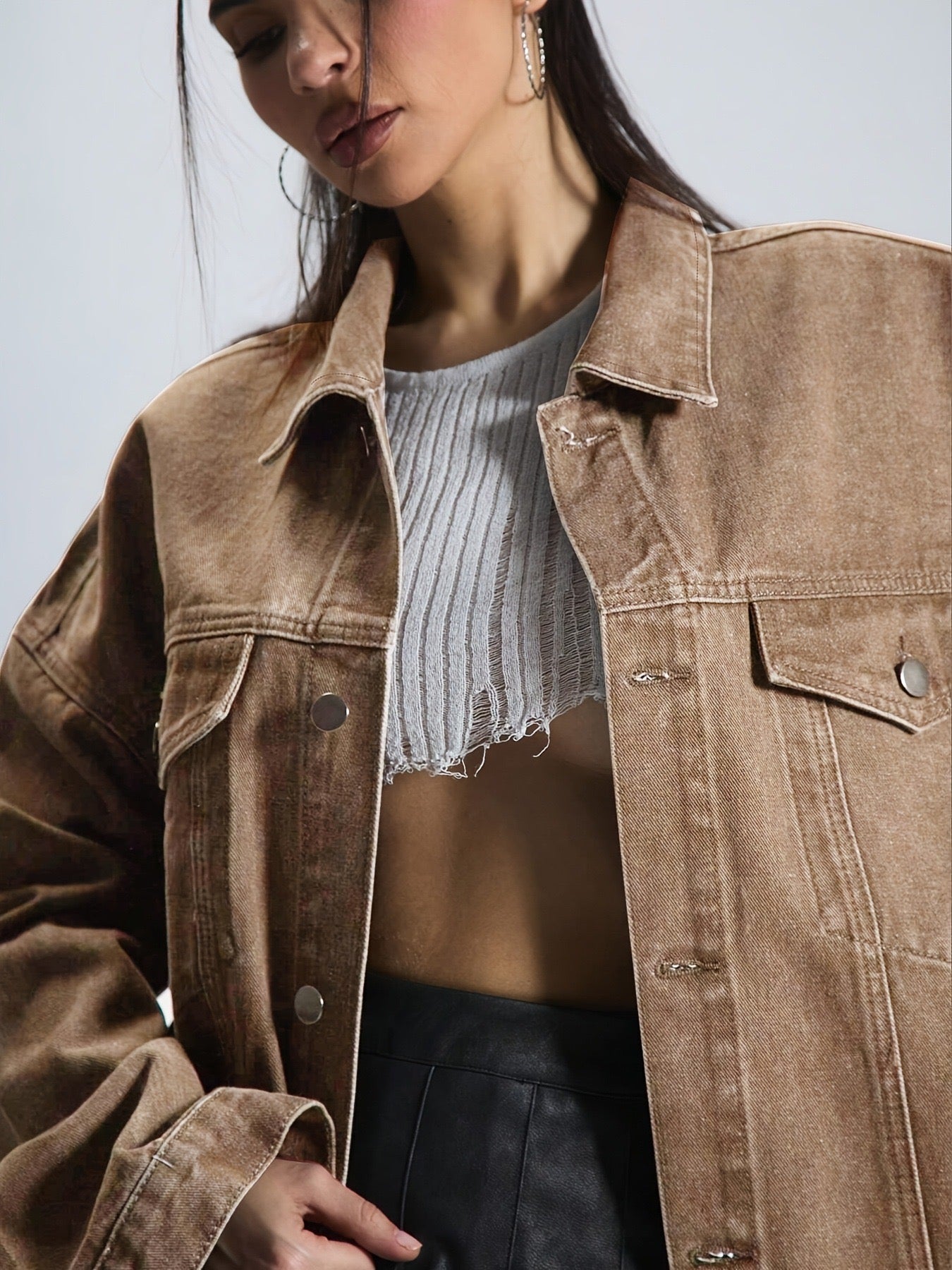 Oversized Denim Jacket – Drop Shoulder Fit