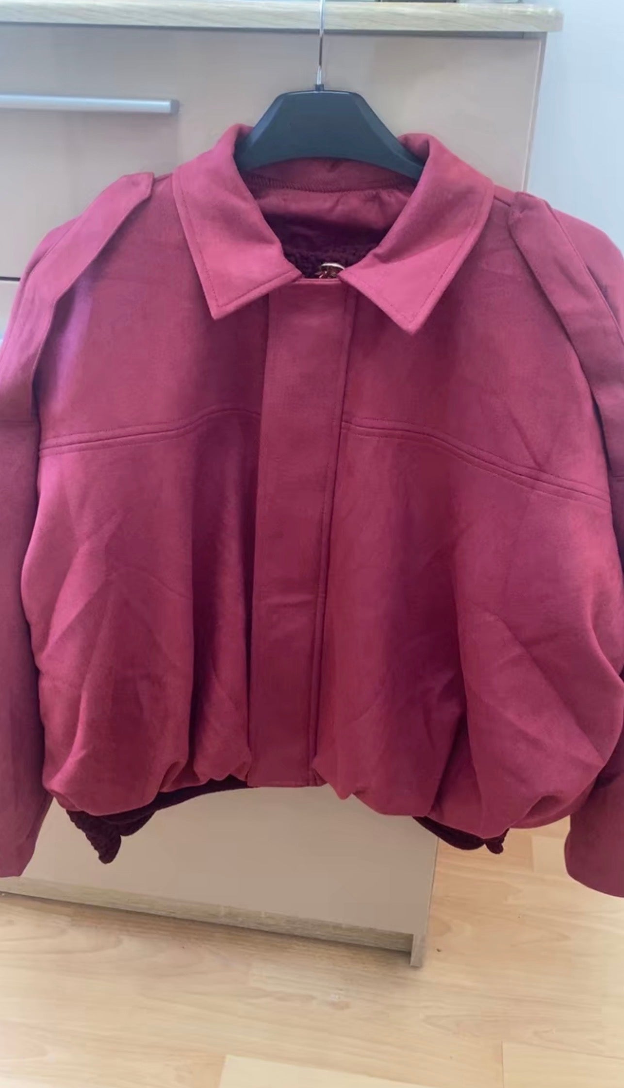 PHOTO Vintage Oversized Suede Bomber Jacket - Relaxed Zip Fit