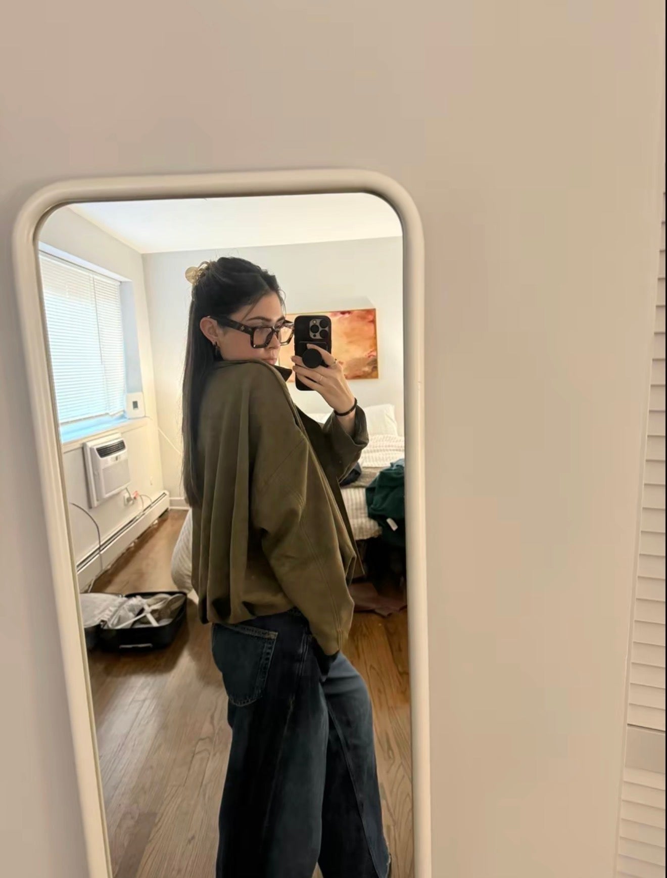 PHOTO Vintage Oversized Suede Bomber Jacket - Relaxed Zip Fit