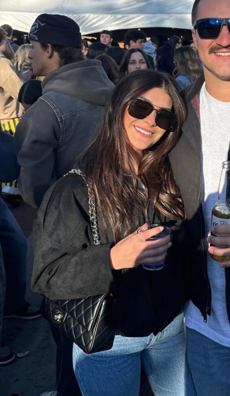 PHOTO Vintage Oversized Suede Bomber Jacket - Relaxed Zip Fit