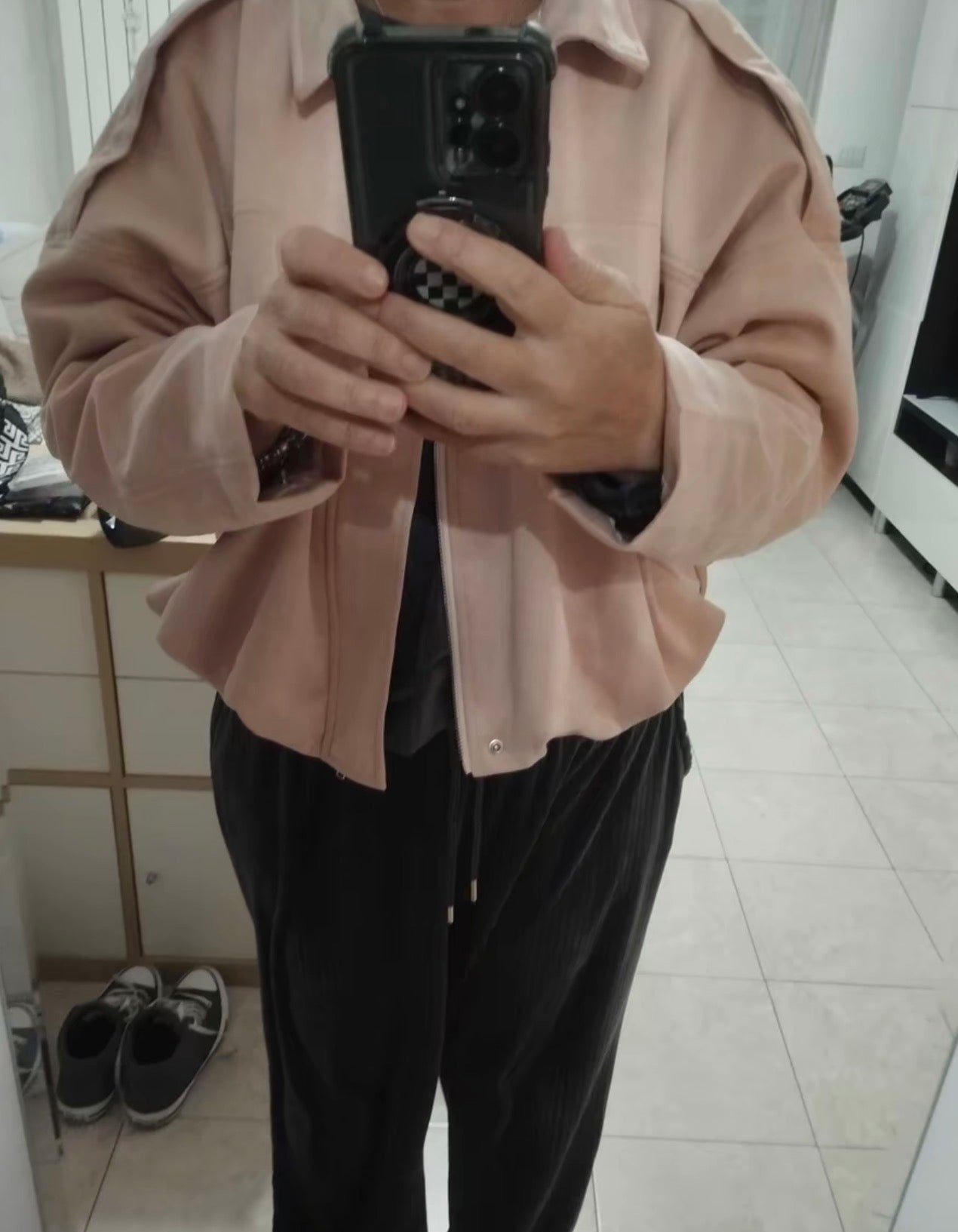 PHOTO Vintage Oversized Suede Bomber Jacket - Relaxed Zip Fit