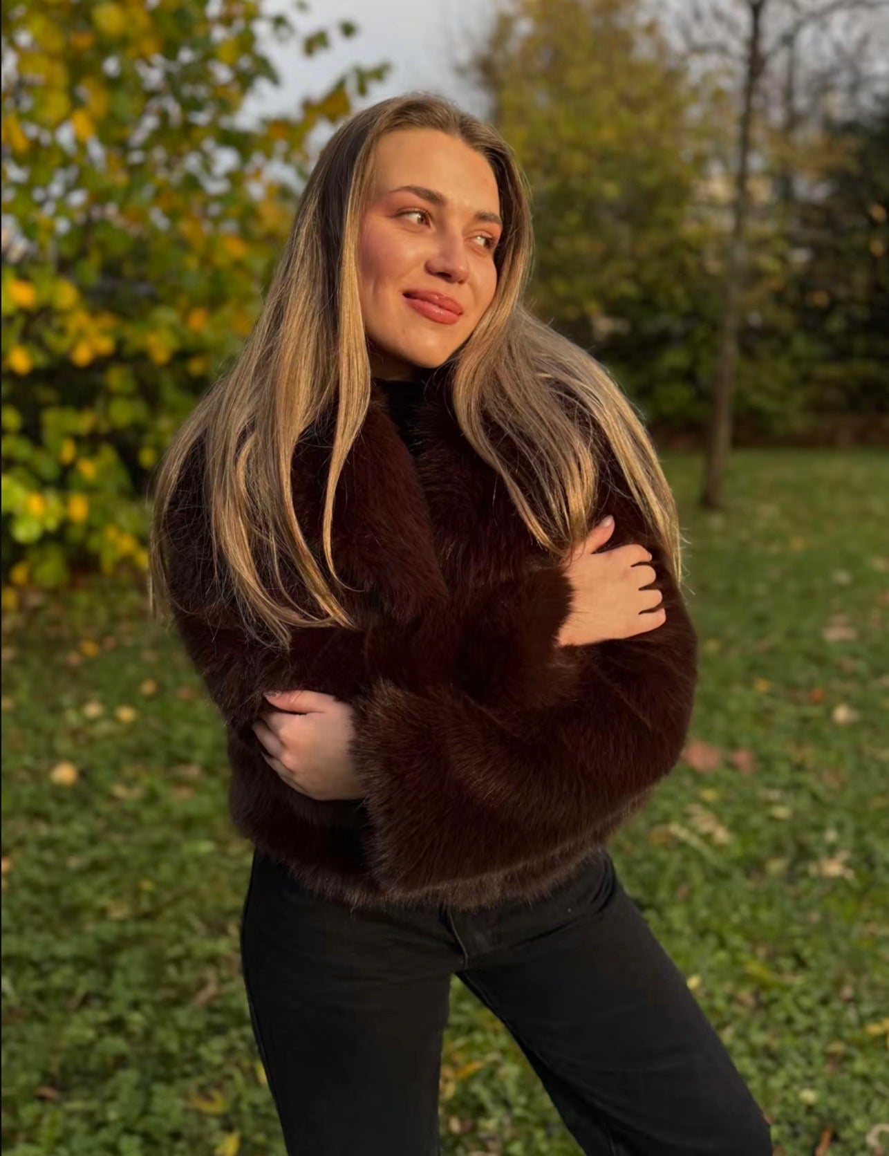 Weekend Away Fur Jacket Chocolate