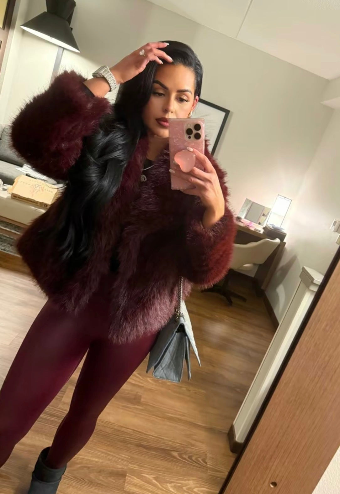 Weekend Away Fur Jacket Chocolate