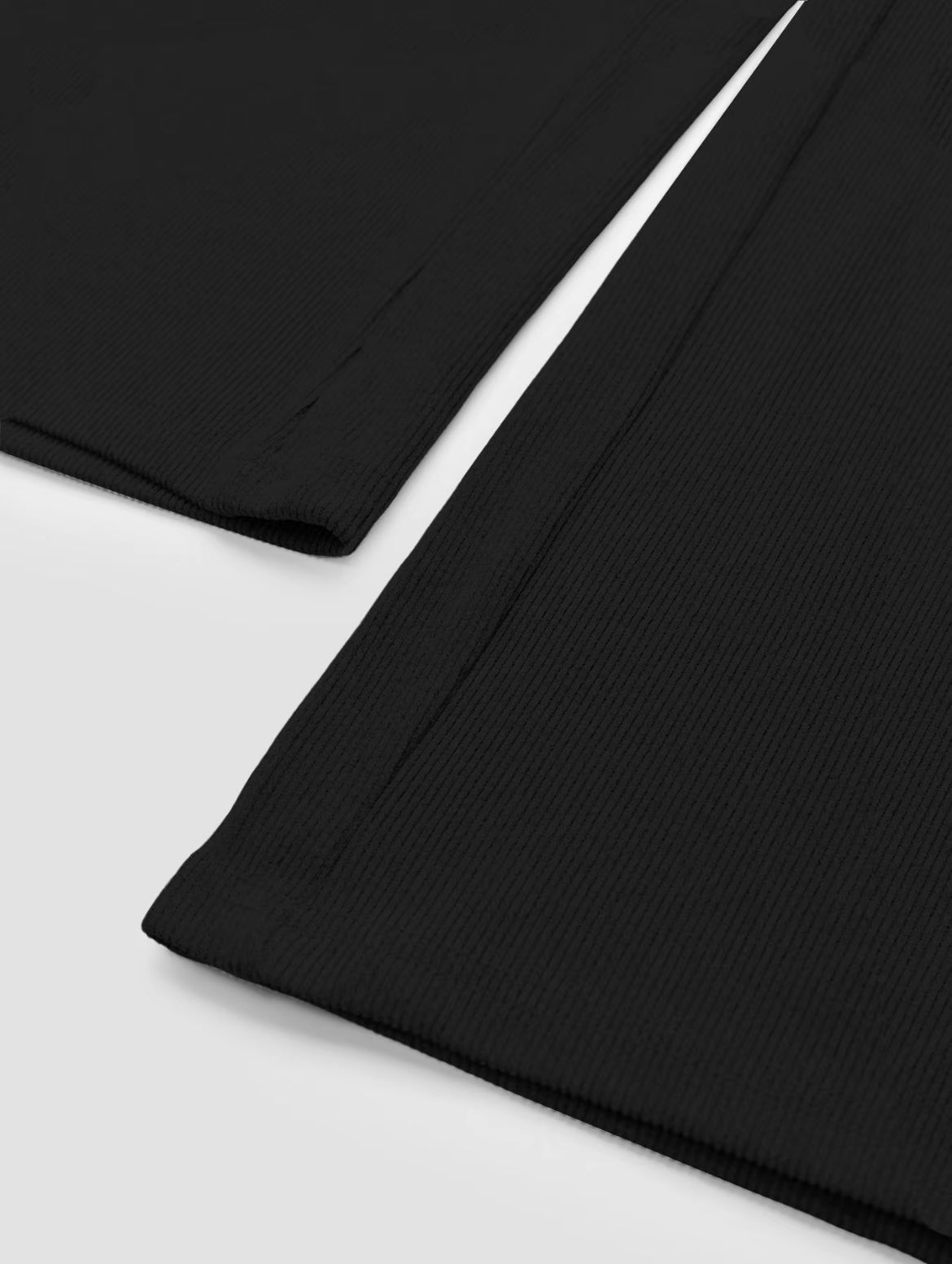 Two-piece Set Women's Solid Button Front Ribbed Crop Top & Elastic Waist Pants, Casual Long Sleeve Round Neck Top & Trousers 2 Piece Set for Spring & Fall, Women's Clothes for Daily Wear