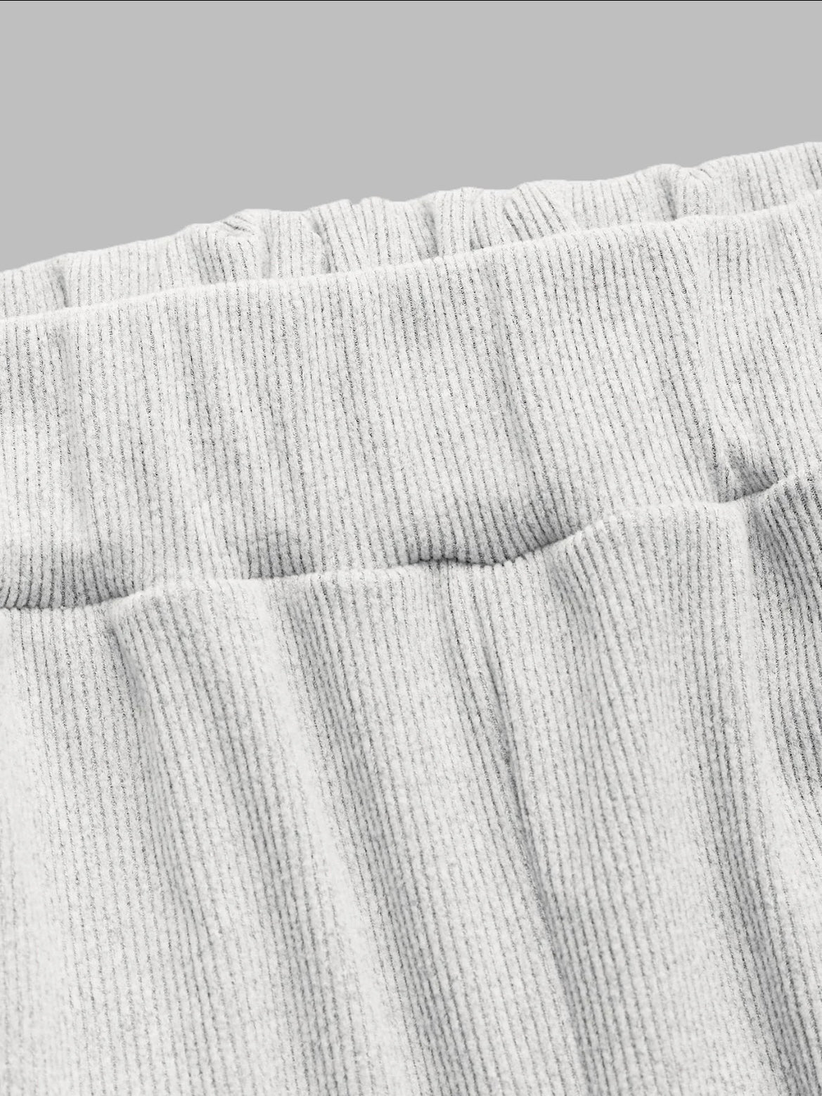 Two-piece Set Women's Solid Button Front Ribbed Crop Top & Elastic Waist Pants, Casual Long Sleeve Round Neck Top & Trousers 2 Piece Set for Spring & Fall, Women's Clothes for Daily Wear