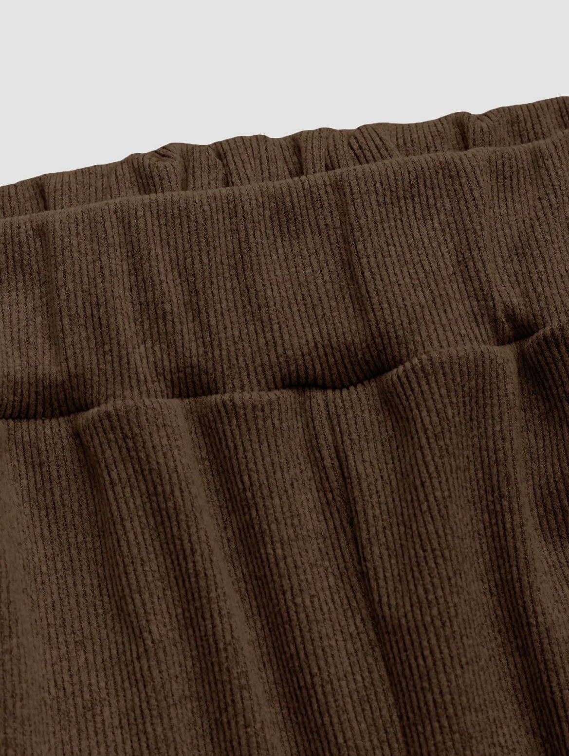 Two-piece Set Women's Solid Button Front Ribbed Crop Top & Elastic Waist Pants, Casual Long Sleeve Round Neck Top & Trousers 2 Piece Set for Spring & Fall, Women's Clothes for Daily Wear