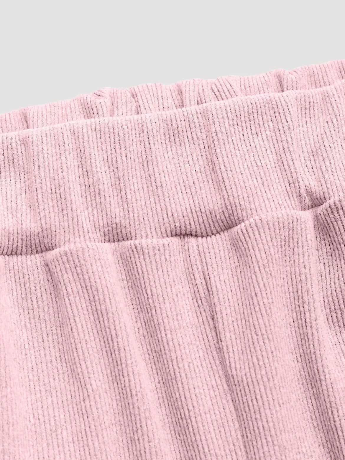 Two-piece Set Women's Solid Button Front Ribbed Crop Top & Elastic Waist Pants, Casual Long Sleeve Round Neck Top & Trousers 2 Piece Set for Spring & Fall, Women's Clothes for Daily Wear