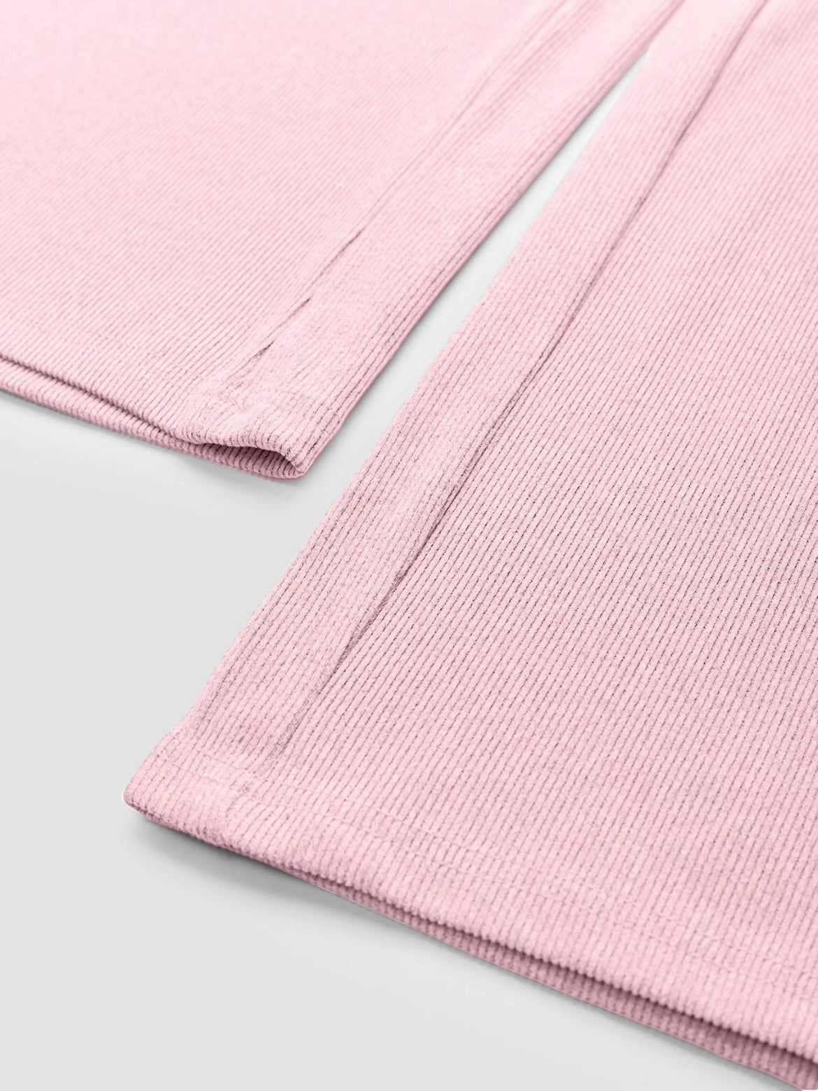 Two-piece Set Women's Solid Button Front Ribbed Crop Top & Elastic Waist Pants, Casual Long Sleeve Round Neck Top & Trousers 2 Piece Set for Spring & Fall, Women's Clothes for Daily Wear