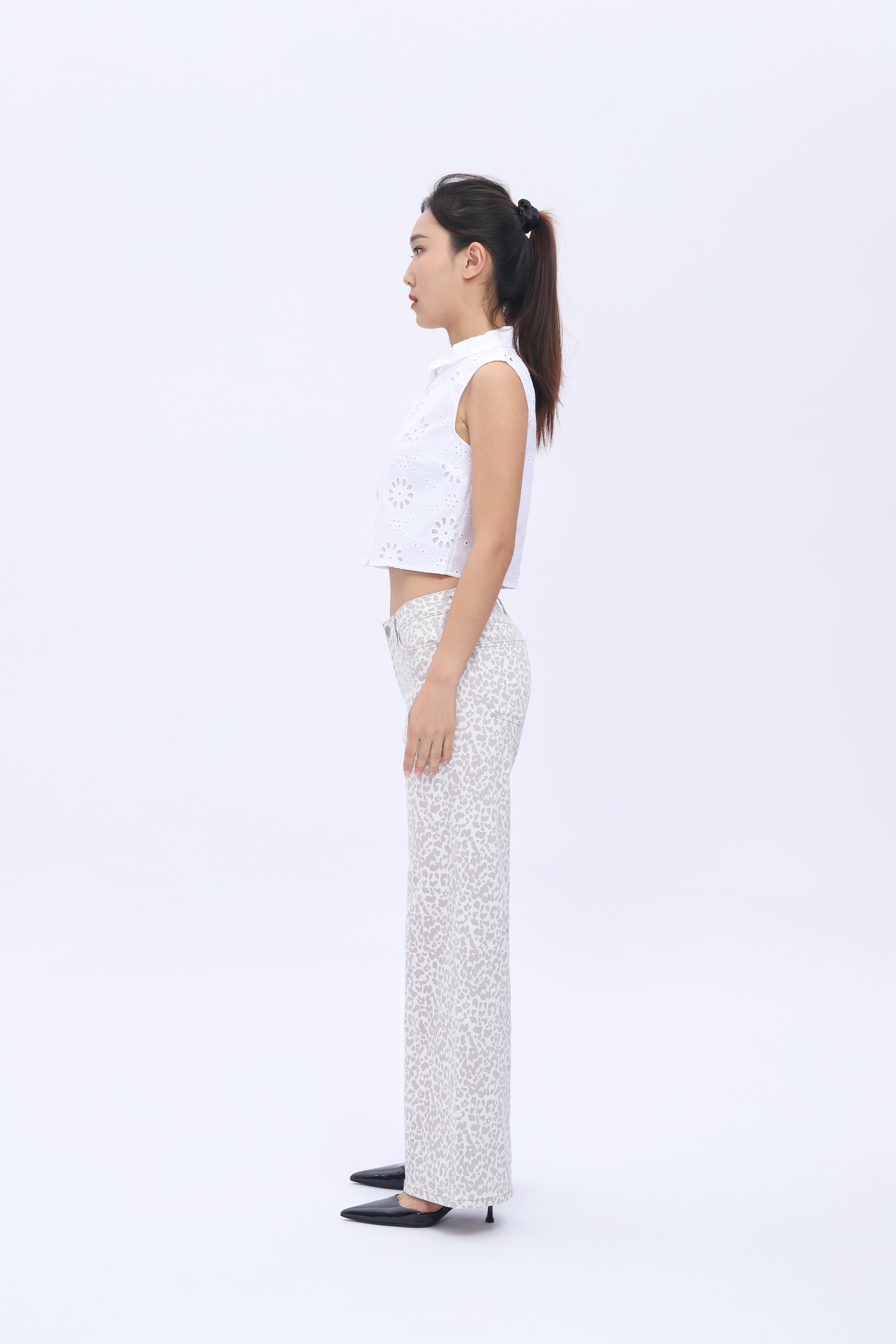 Mid-Low Rise Baggy Wide-Leg Jeans – Stretch Denim