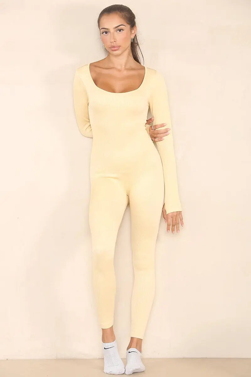 Seamless U-Neck Shaping Jumpsuit – Long Sleeve