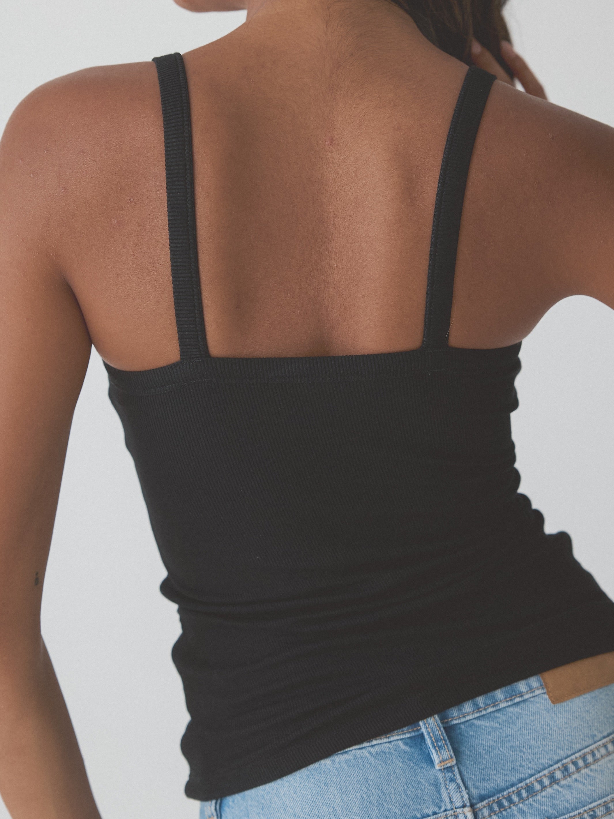 Ribbed Square Neck Brami – Full-Length Fit