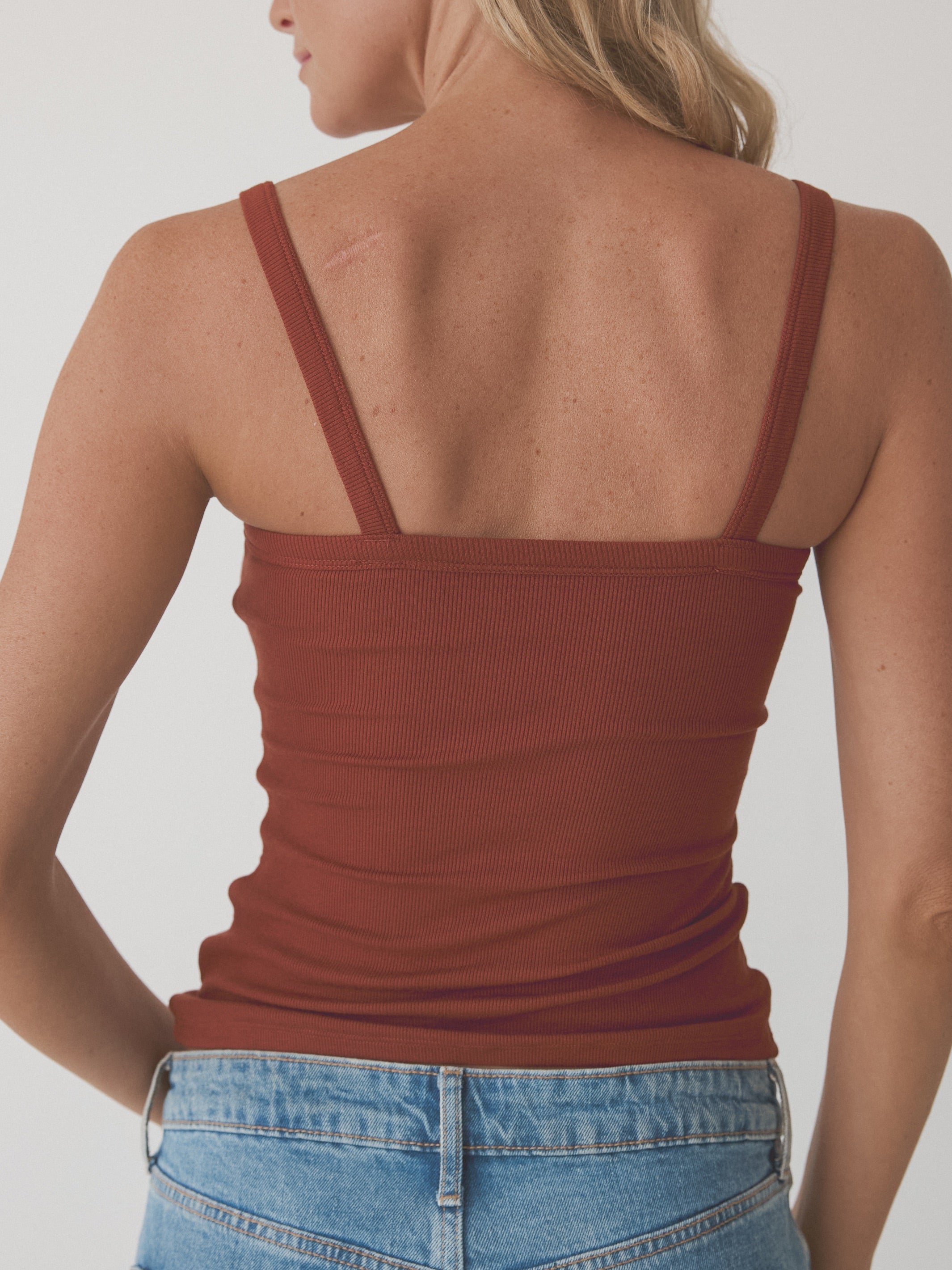 Ribbed Square Neck Brami – Full-Length Fit