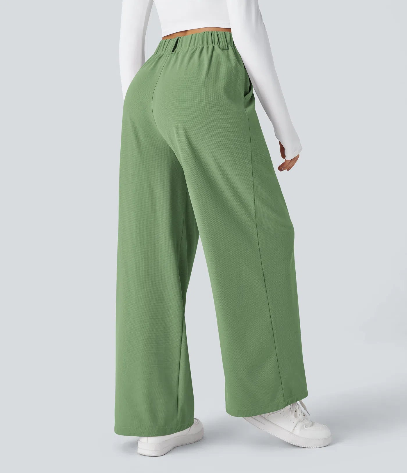 Embossed Wide-Leg Tailored Pants – High-Waist Fit