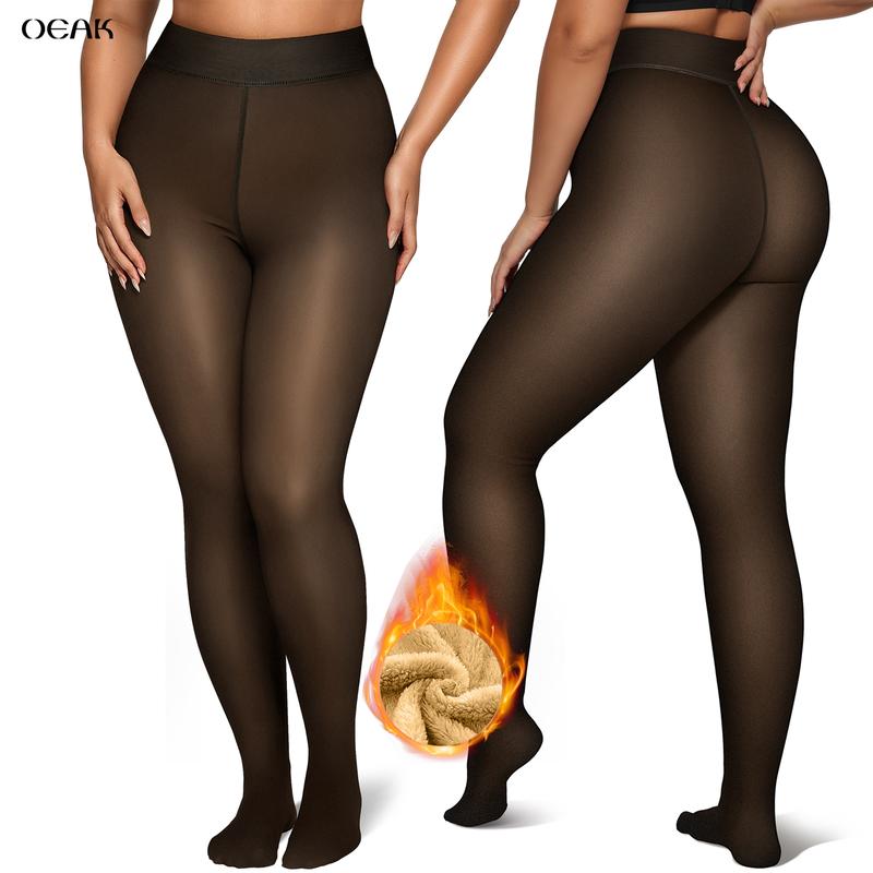 Thermal Sheer-Look Fleece Leggings – High-Waist, Footed Opaque Tights