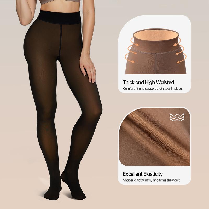 Thermal Sheer-Look Fleece Leggings – High-Waist, Footed Opaque Tights