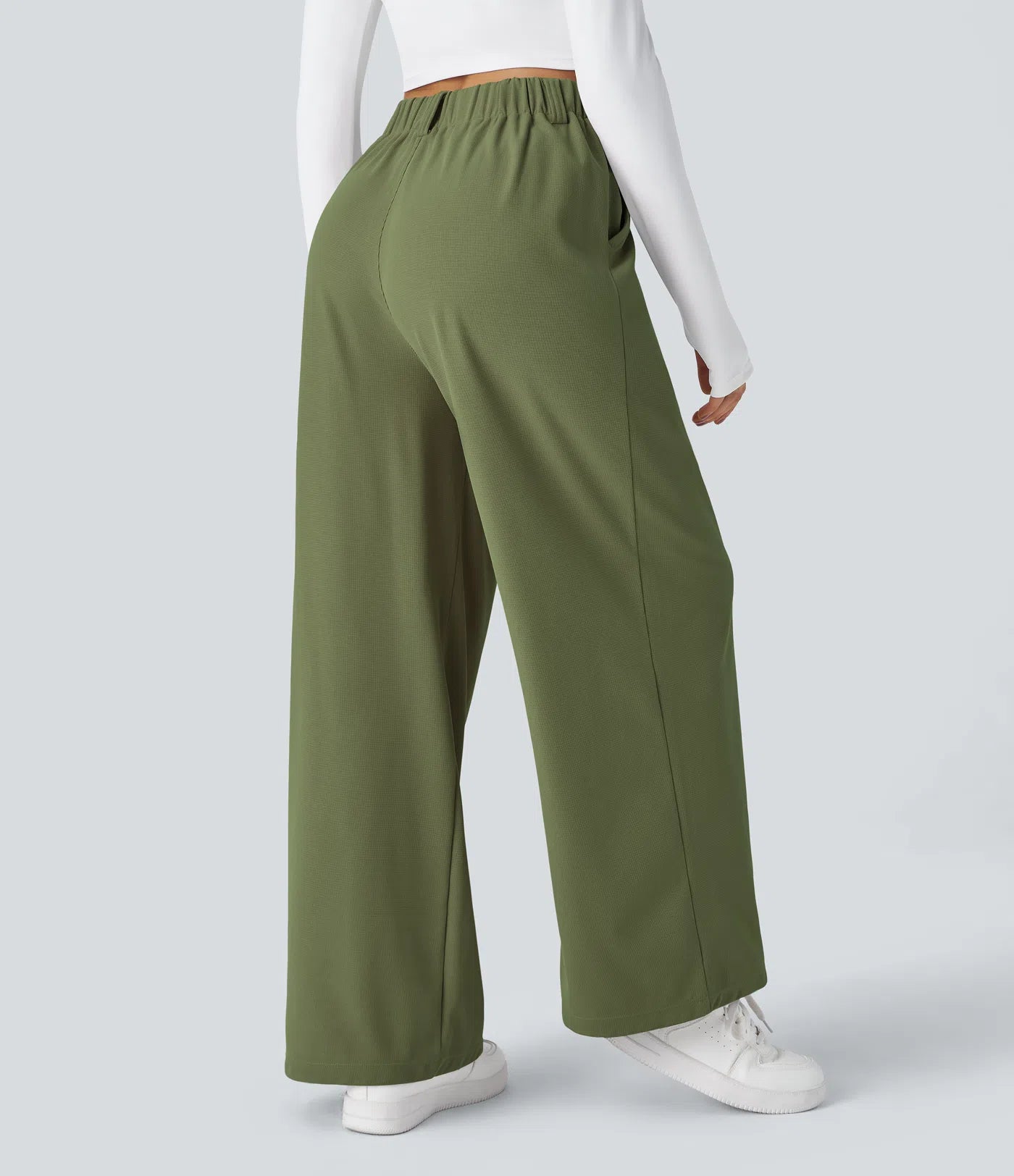 Embossed Wide-Leg Tailored Pants – High-Waist Fit