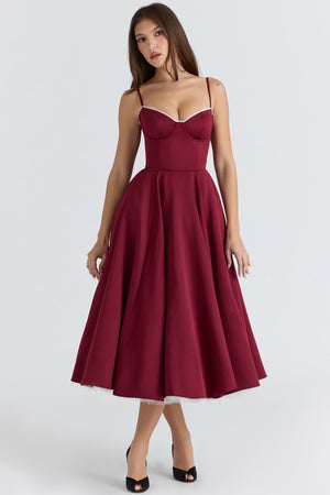 Mademoiselle Midi Dress - Burgundy