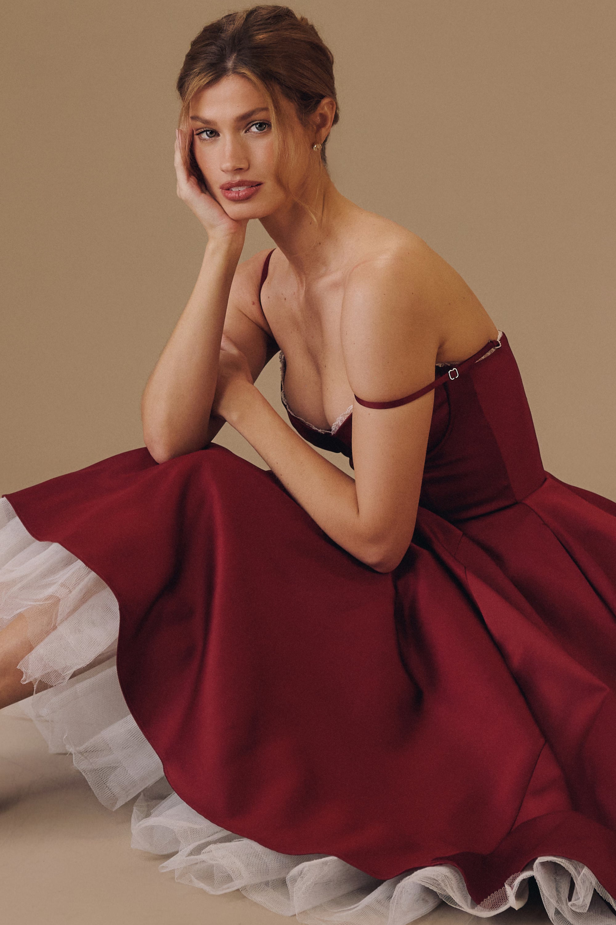 Mademoiselle Midi Dress - Burgundy