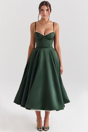Mademoiselle Midi Dress - Forest Green