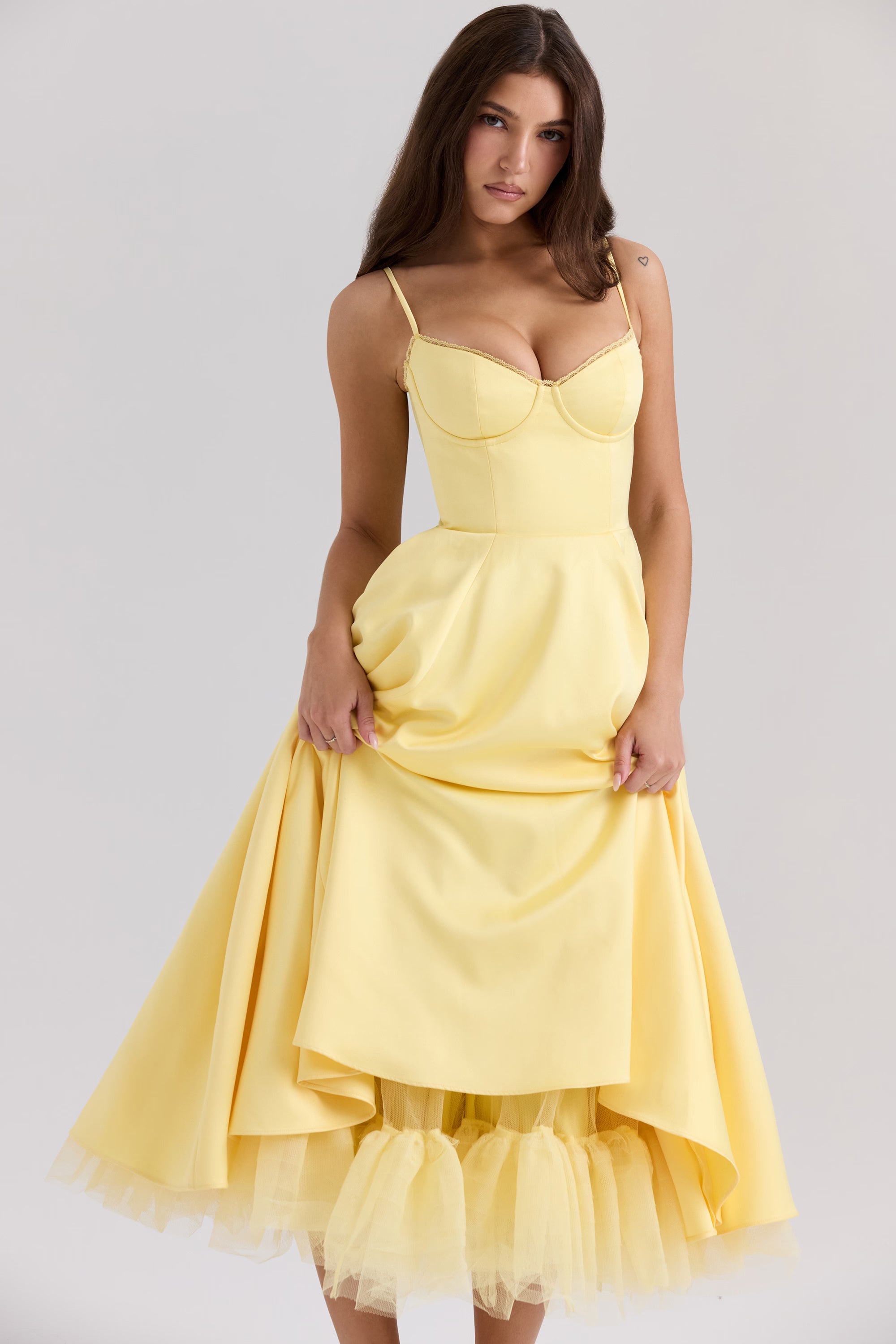 Mademoiselle Midi Dress - Lemon