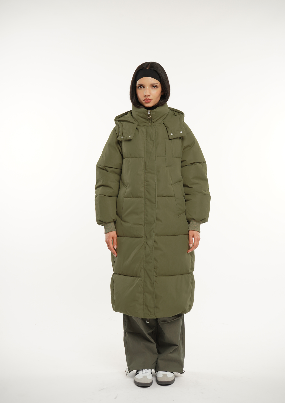 Hooded Long Puffer – Warm Hood & Deep Patch Pockets
