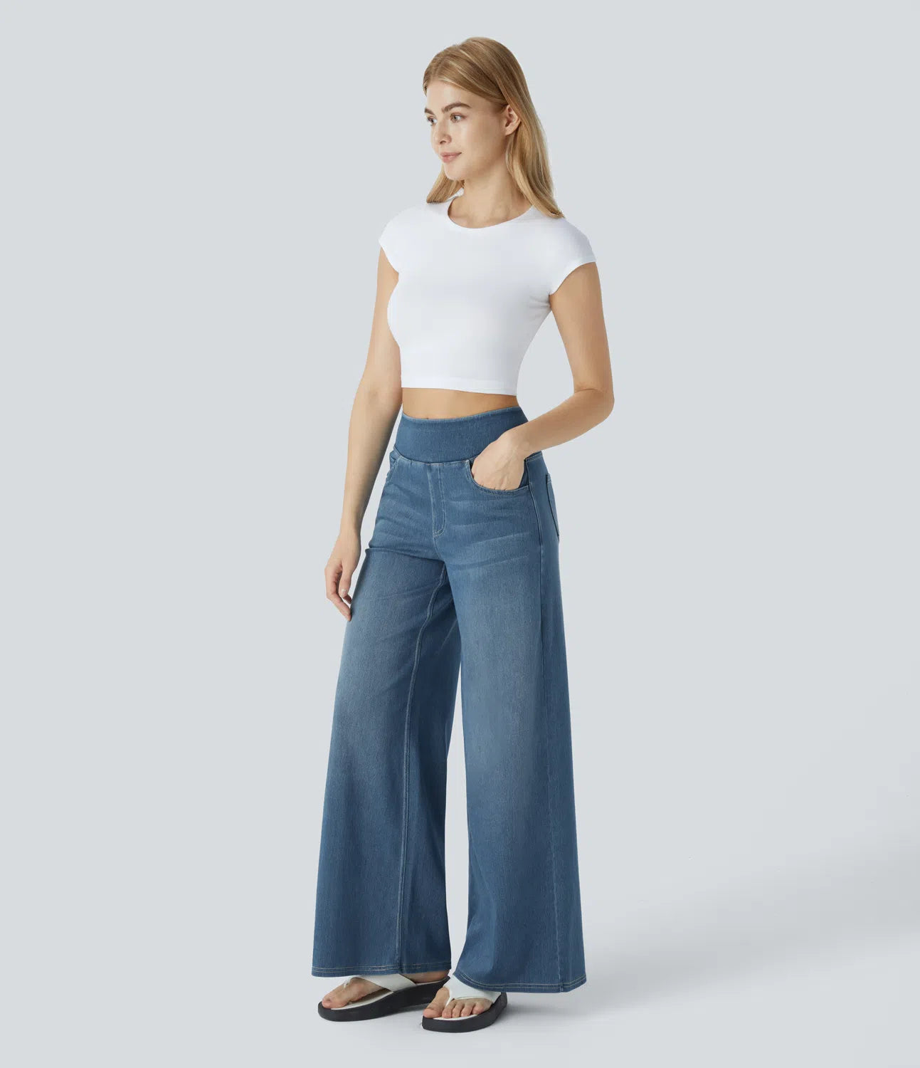High-Waist Wide-Leg Jeans – Stretch Fit