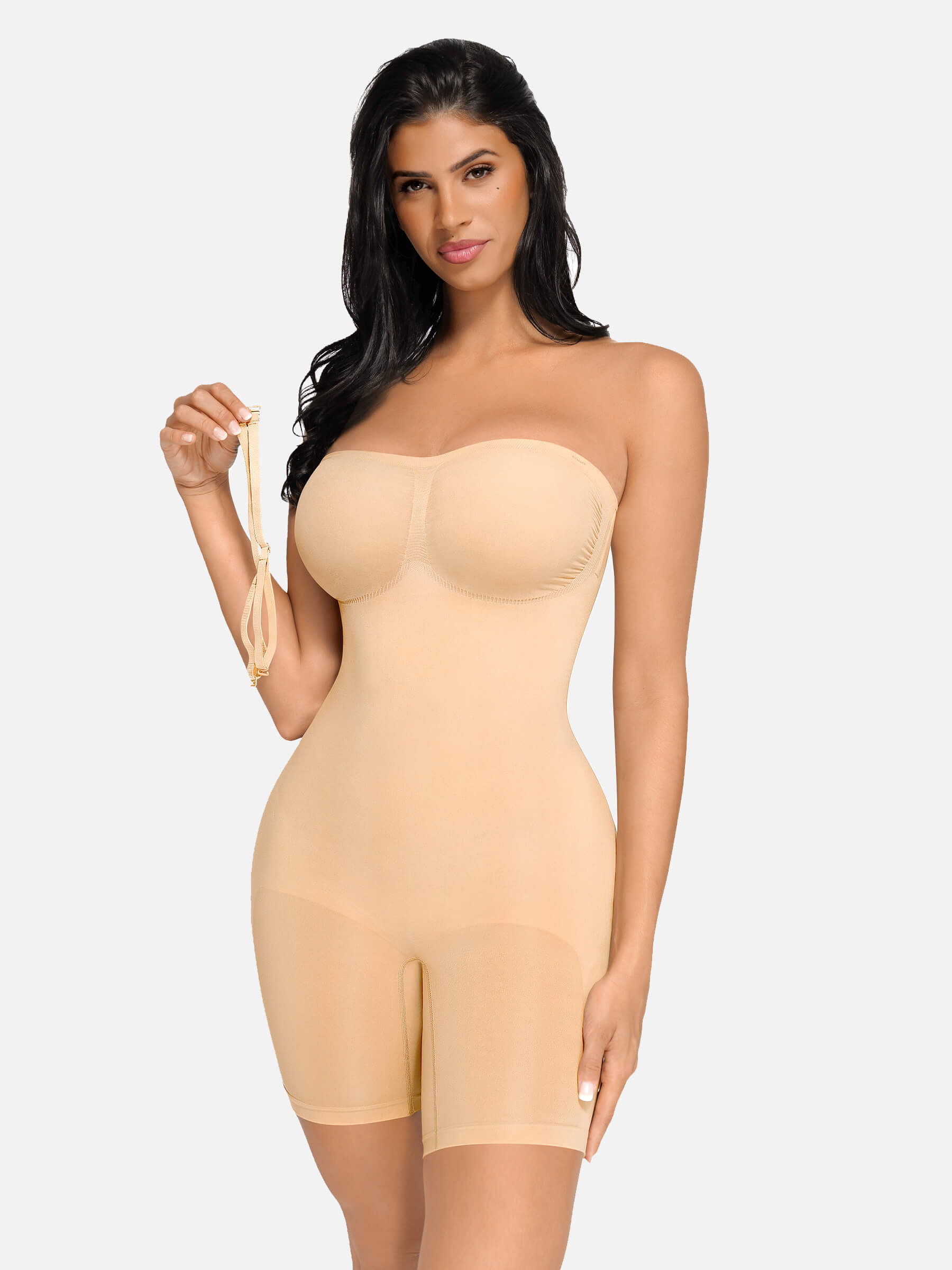 Feelingirl Seamless Strapless Bodysuit with Removable Straps