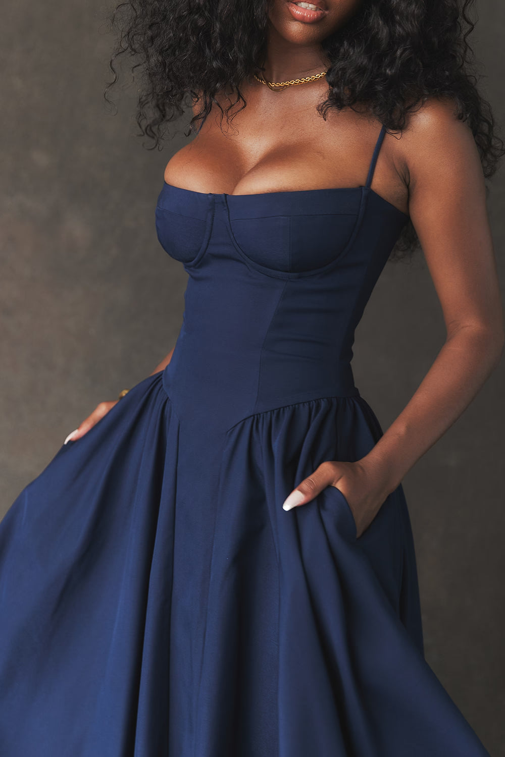 Samaria Midi Dress - Navy