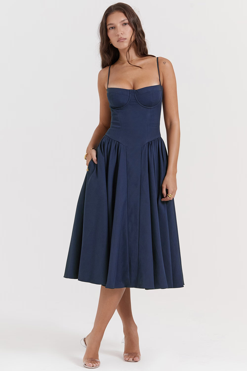 Samaria Midi Dress - Navy