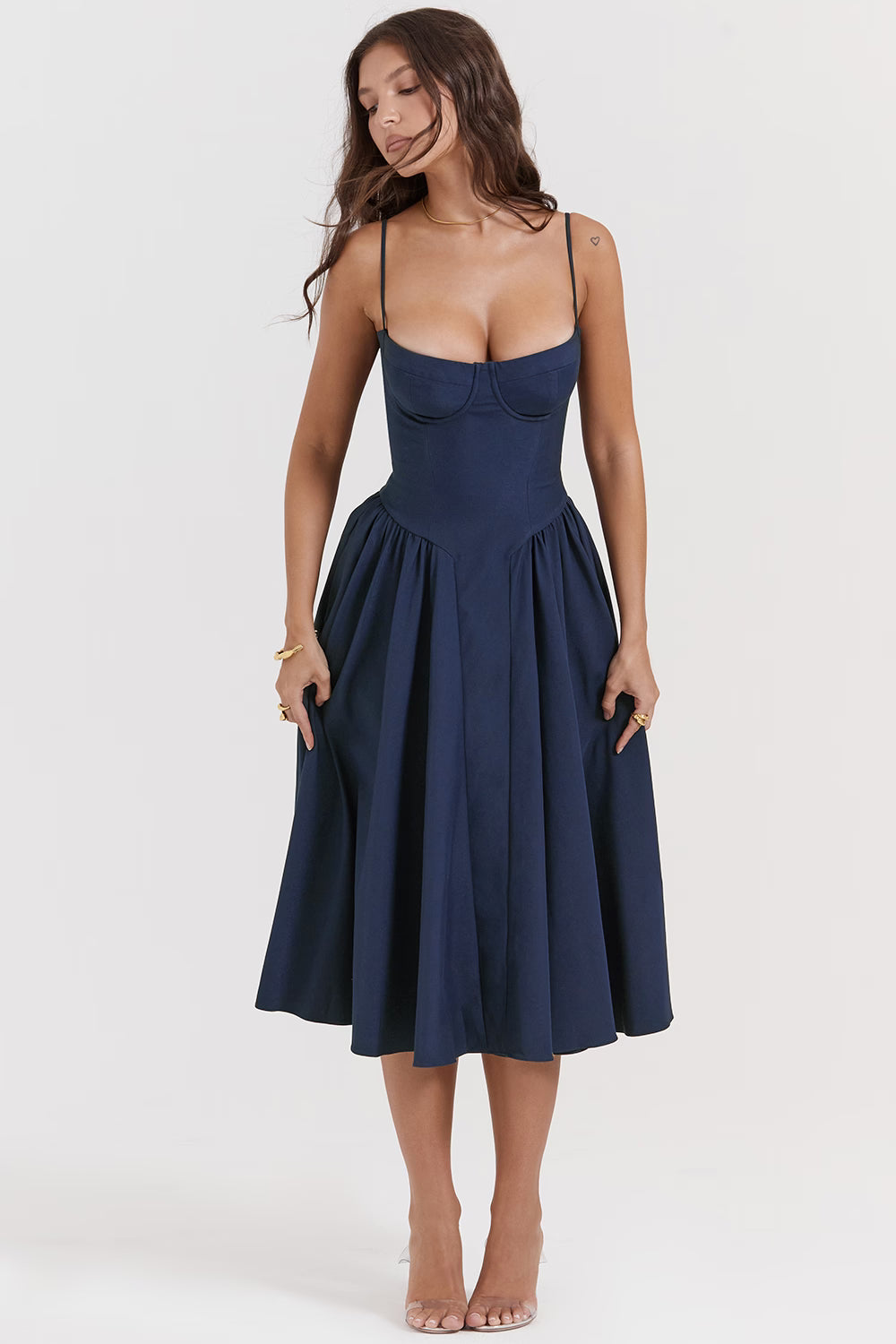 Samaria Midi Dress - Navy