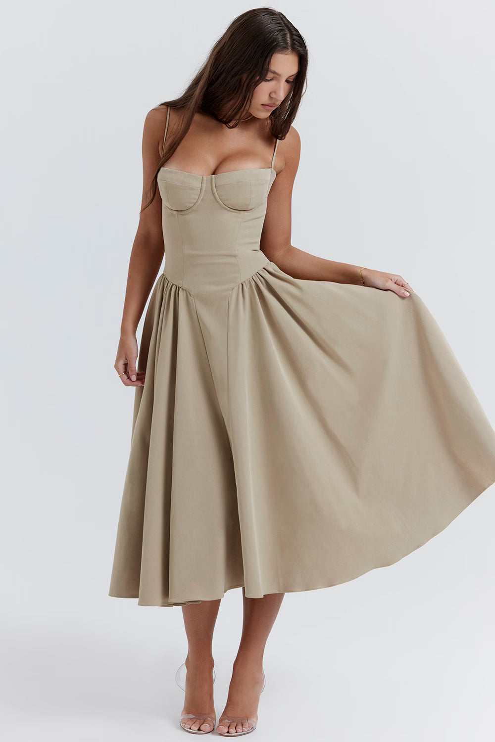 Samaria Midi Dress - Taupe