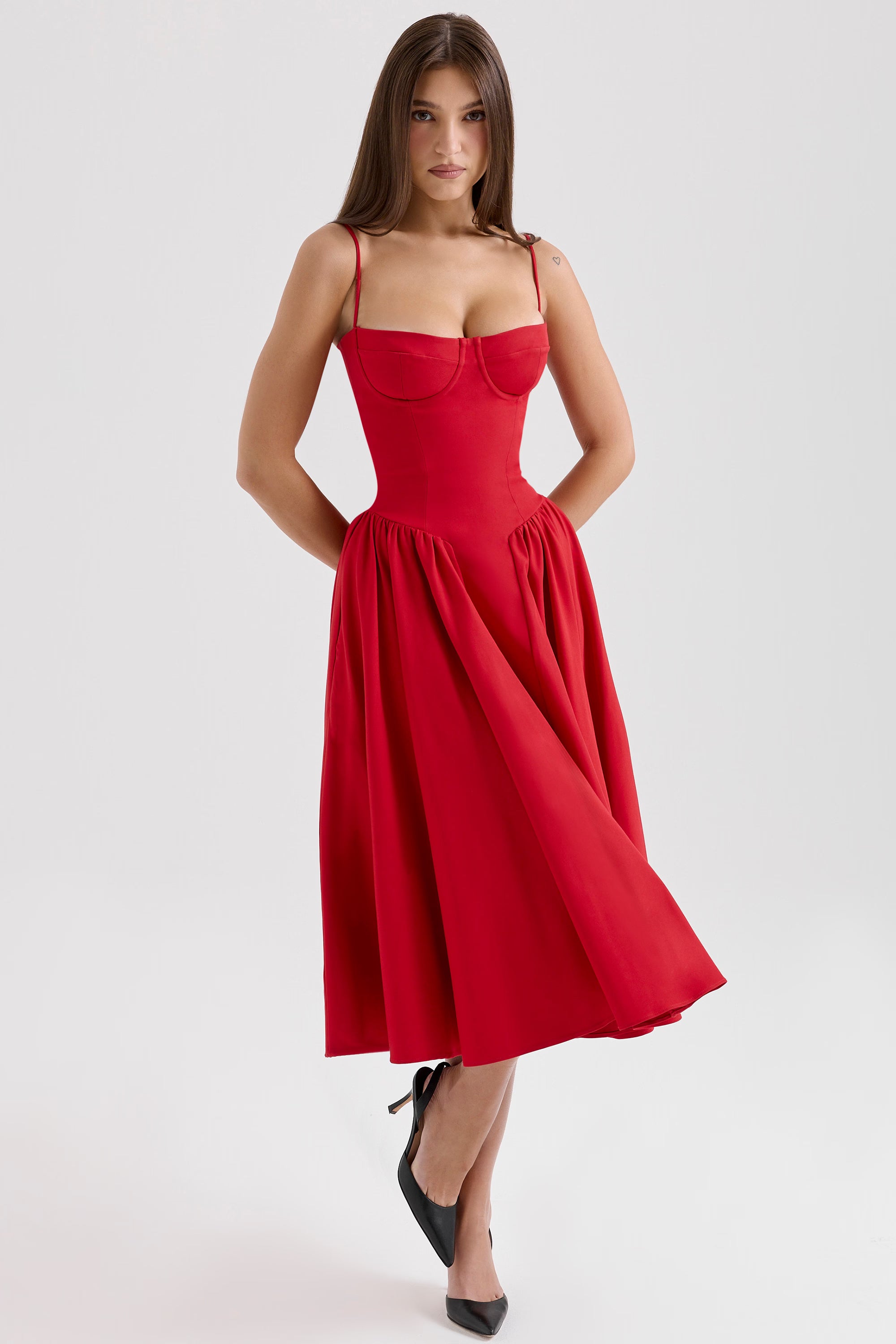 Samaria Midi Dress - Red