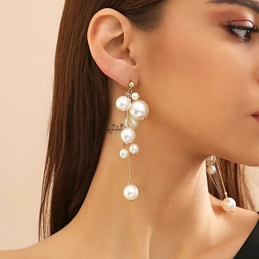 Pearl Tassel Drop Earrings
