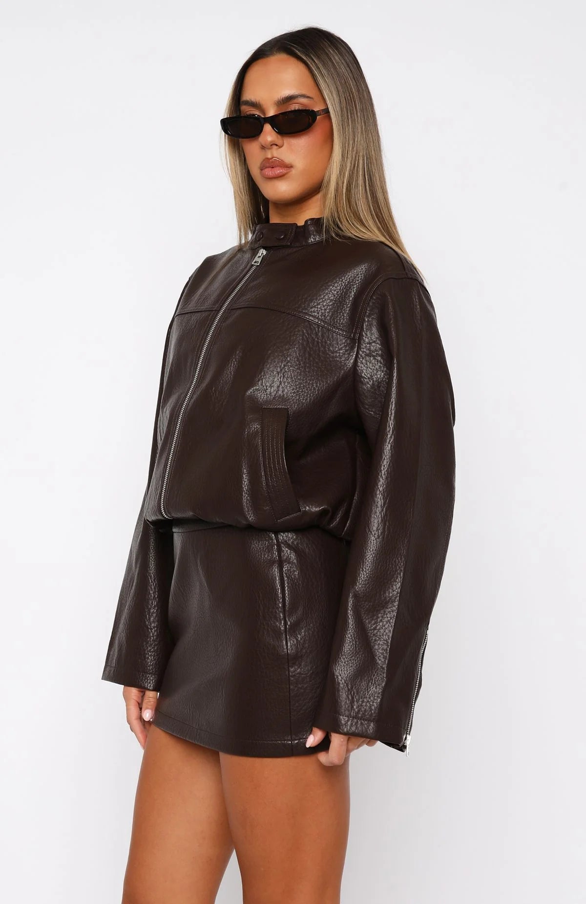Tell Me Nothing PU Jacket Chocolate