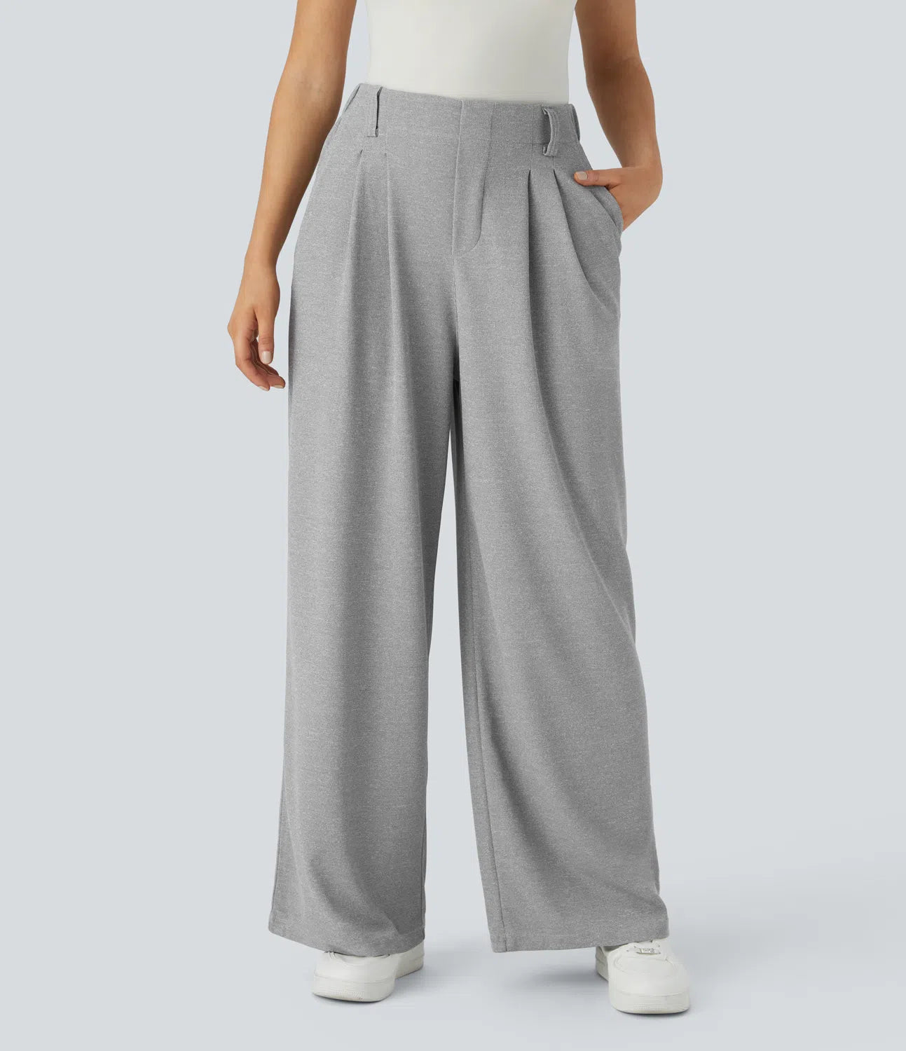 Embossed Wide-Leg Tailored Pants – High-Waist Fit