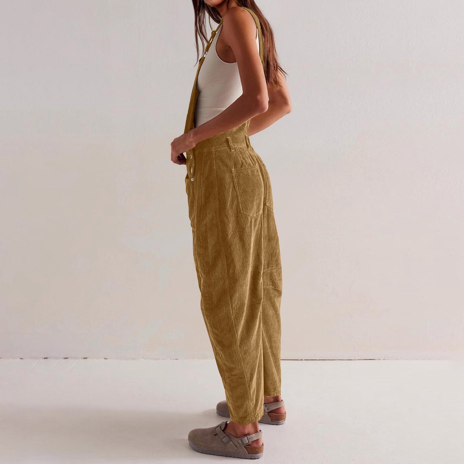 Wide-leg denim overalls - Relaxed Fit, Utility Pockets