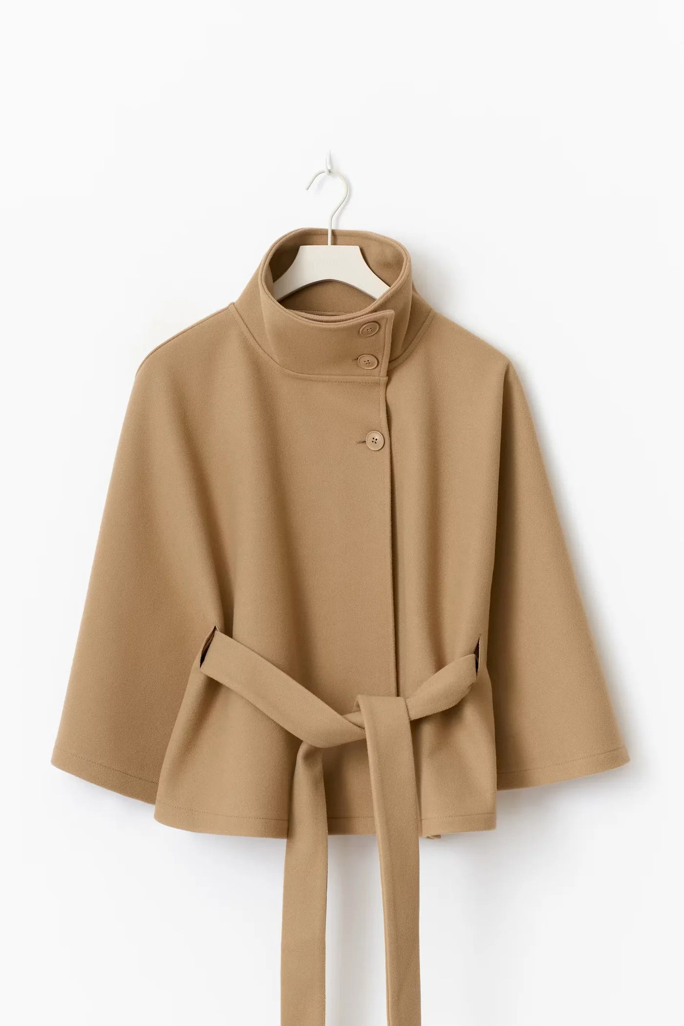 Belted High-Neck Cape – One Size Oversized Fit