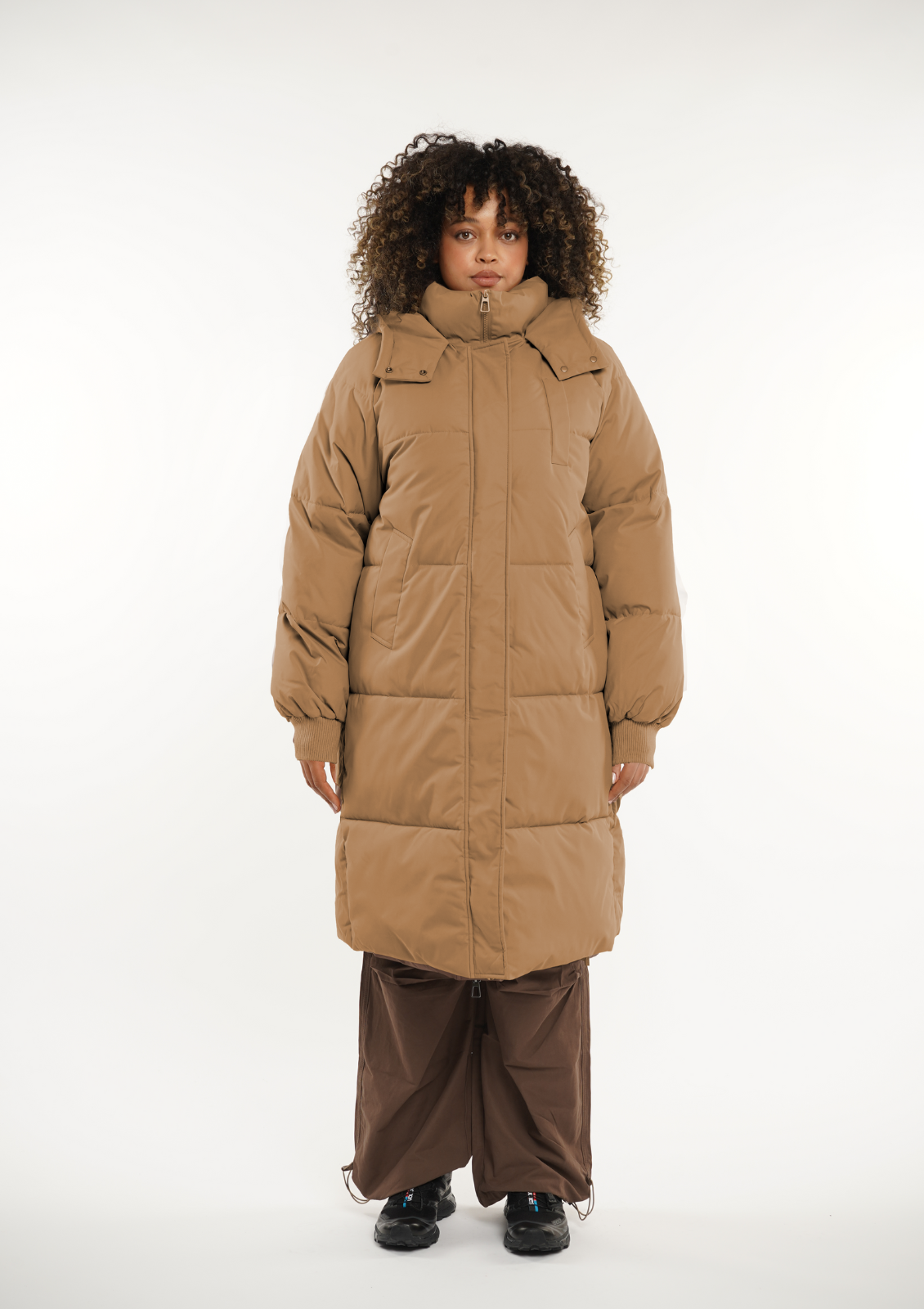 Hooded Long Puffer – Warm Hood & Deep Patch Pockets