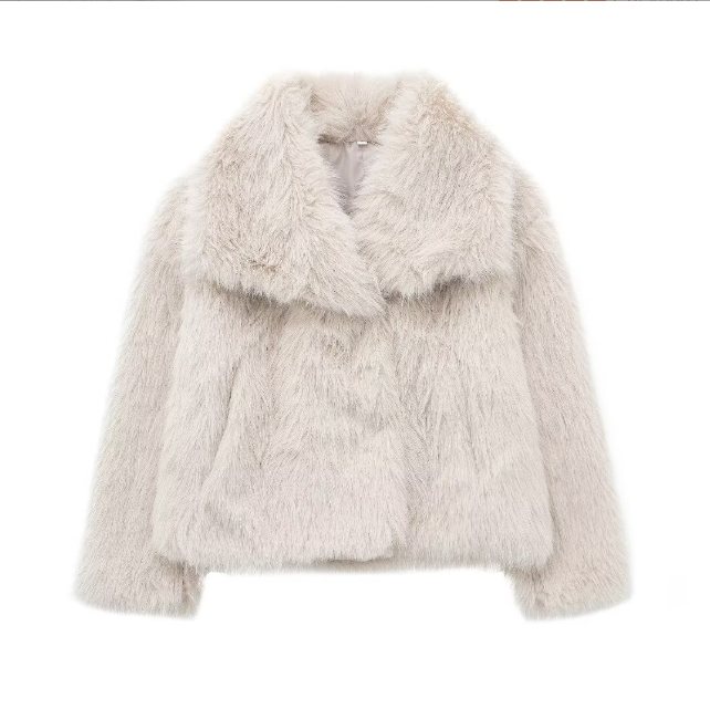 Plush Faux-Fur Jacket – Oversized Collar, Luxe Soft Touch