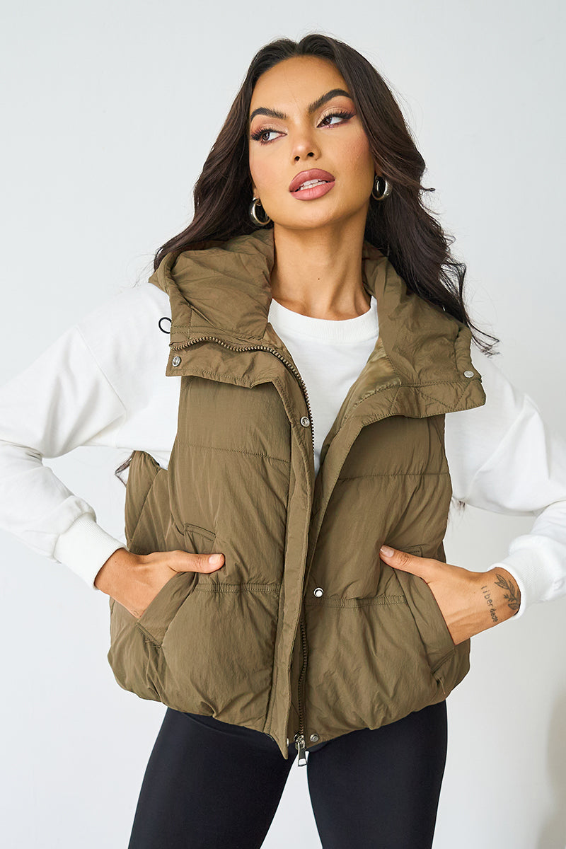 Fall & Winter Hooded Thermal Vest – Zip & Button, Loose Fit