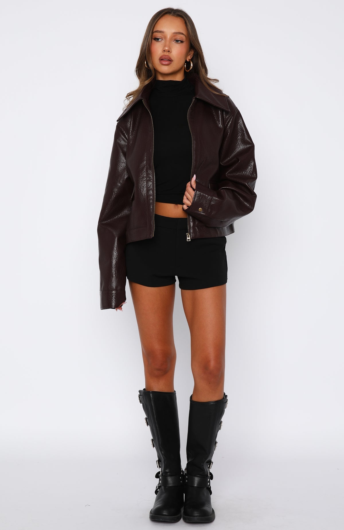 Nobody Told Me PU Jacket Plum